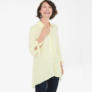 Chico’s Tie-Sleeve Slit-Hem Top.